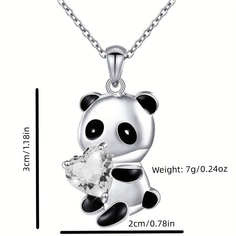 Heart Panda Pendant Necklace Girls Gift