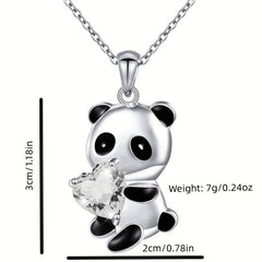Heart Panda Pendant Necklace Girls Gift