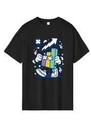 Men's Hip Pop Cartoon Print Tee - Moisture Wicking T-shirt