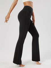 High Waist Flared Yoga Pants with Pocket