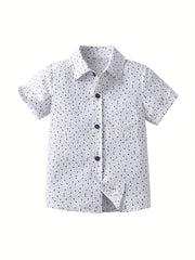 Boys Creative Ink Printing Shirt Short Sleeves Button Spring Summer Kids Clothes