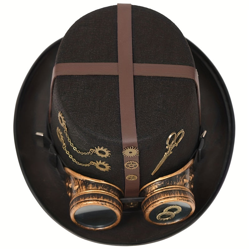 Steampunk PU Leather Cross Vintage Metal Gear Hat