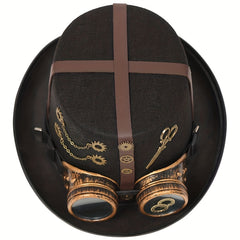 Steampunk PU Leather Cross Vintage Metal Gear Hat