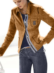 Casual Solid Button Coat Long Sleeve Pocket Lapel Comfy Outerwear