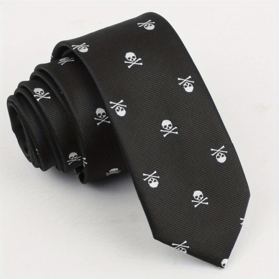 Skull Pattern Tie Set for Men 36in x 57.09in