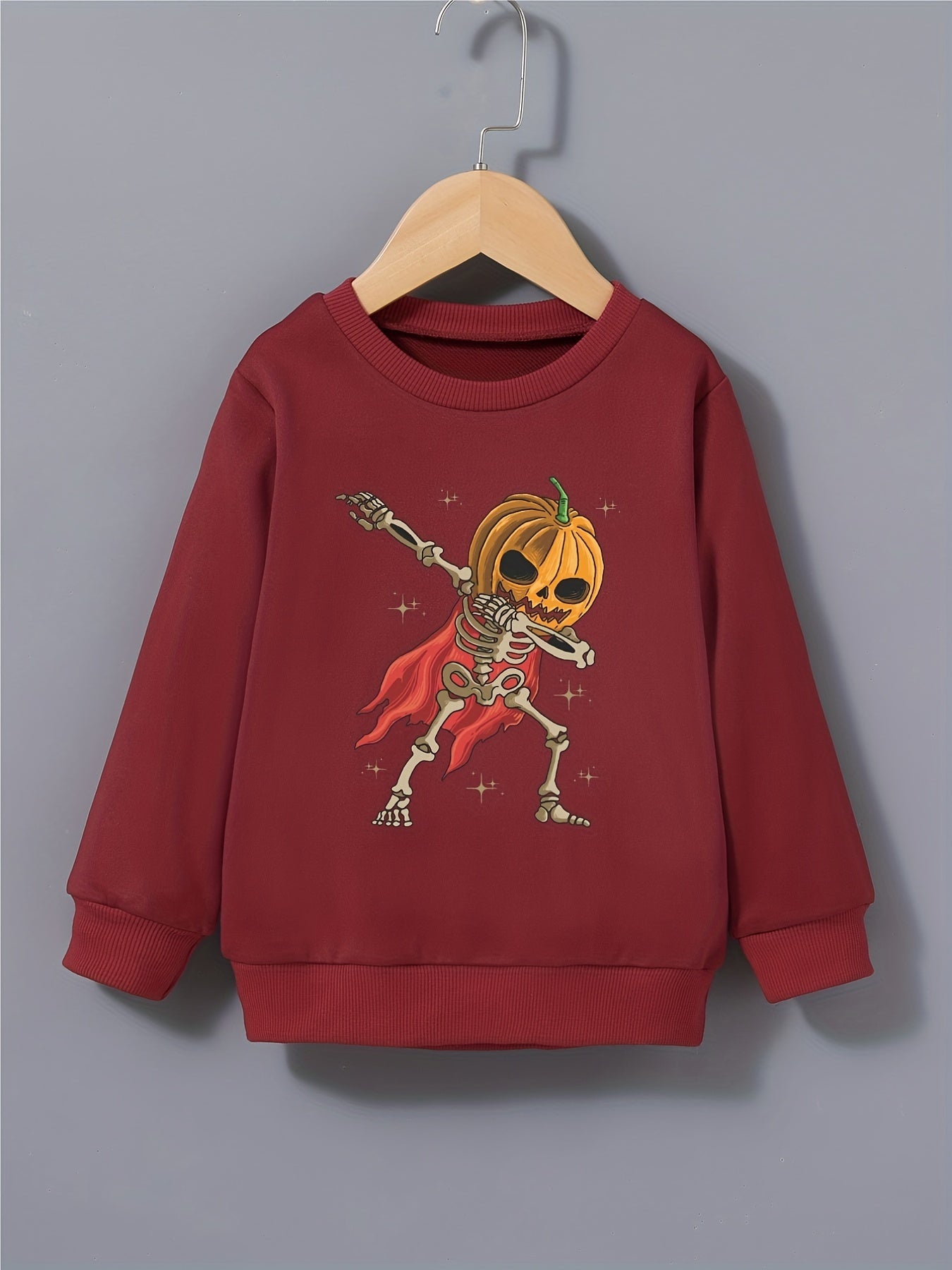 Kid's Pumpkin Skeleton Hero Pattern Sweatshirt Long Sleeve Top