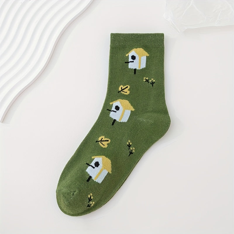 5 Pairs Cartoon Print Socks Women's Stockings