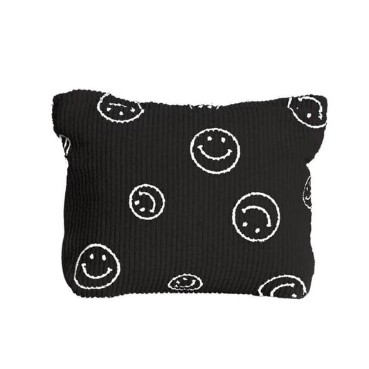 Smile Face Makeup Bag Large Capacity Corduroy Toiletry Organizer