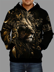 Lion 3D Print Hoodie Men Graphic Hooded Pullover Autumn Winter