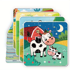 36pcs Farm Animals Jigsaw Puzzle Cow Rabbit Sheep Dog Cartoon Toy for Toddlers