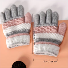 Striped Knitted Skiing Gloves for Winter