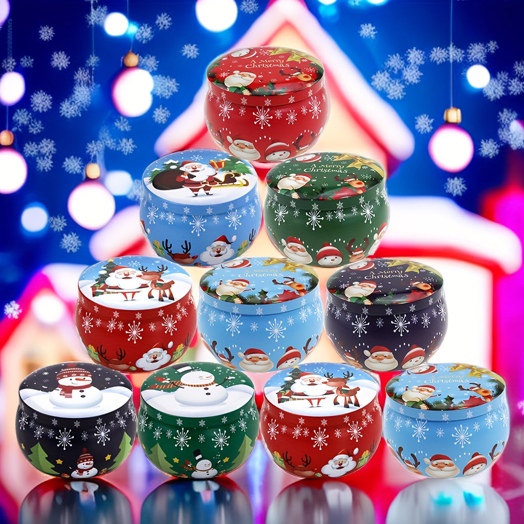 4pcs Retro Boho Small Candy Jars Christmas Candy Boxes Small Iron Round Tea Boxe