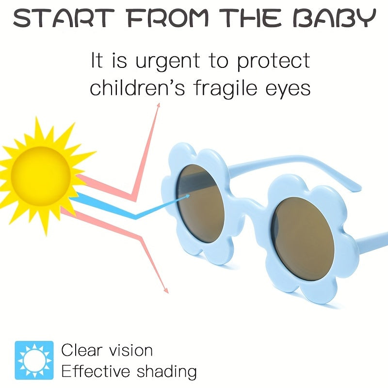 Cartoon Flowers Frame Round Sunglasses UV Protection for Boys and Girls
