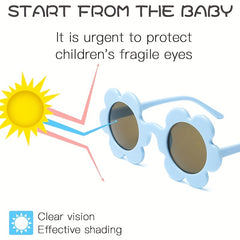 Cartoon Flowers Frame Round Sunglasses UV Protection for Boys and Girls