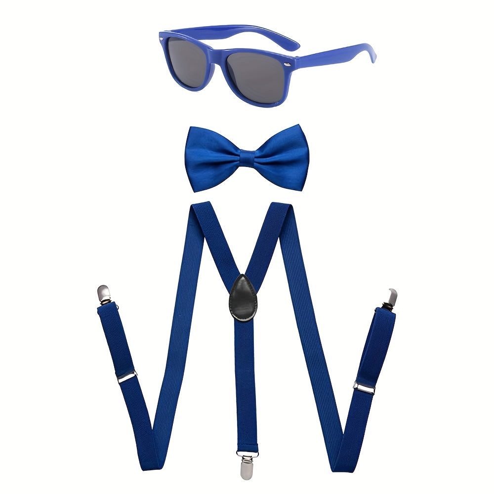 Neon Suspender Bow tie Sunglasses Set Adult Kids
