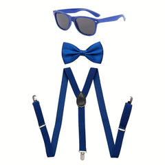 Neon Suspender Bow tie Sunglasses Set Adult Kids