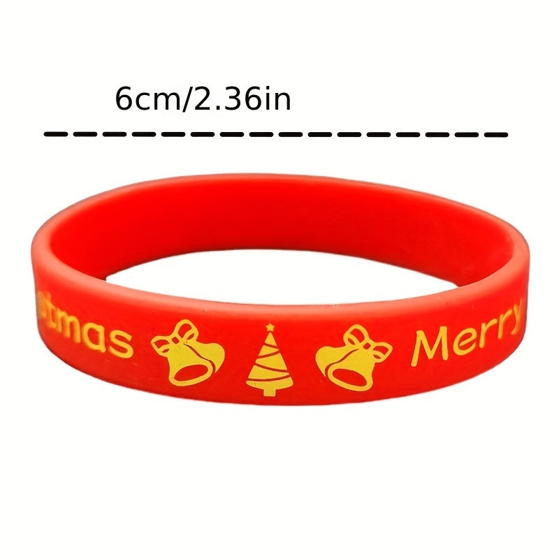 2 Pcs Christmas Silicone Bracelet Elastic Wristband Women Girls Xmas