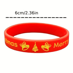 2 Pcs Christmas Silicone Bracelet Elastic Wristband Women Girls Xmas