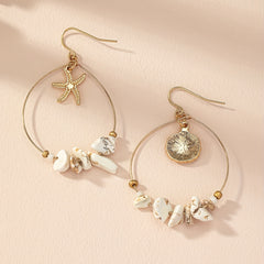 Vintage Crushed Stone Beaded Drop Earrings Boho Style Ear Jewelry For Summer