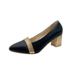 Sequin Chunky Heeled Pumps Pointed Toe High Heels