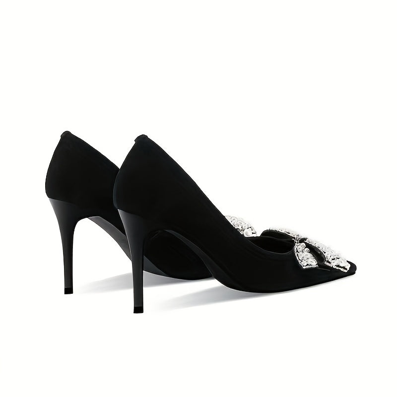 Bowknot Stiletto Heels Point Toe Work Shoes Dress Pumps