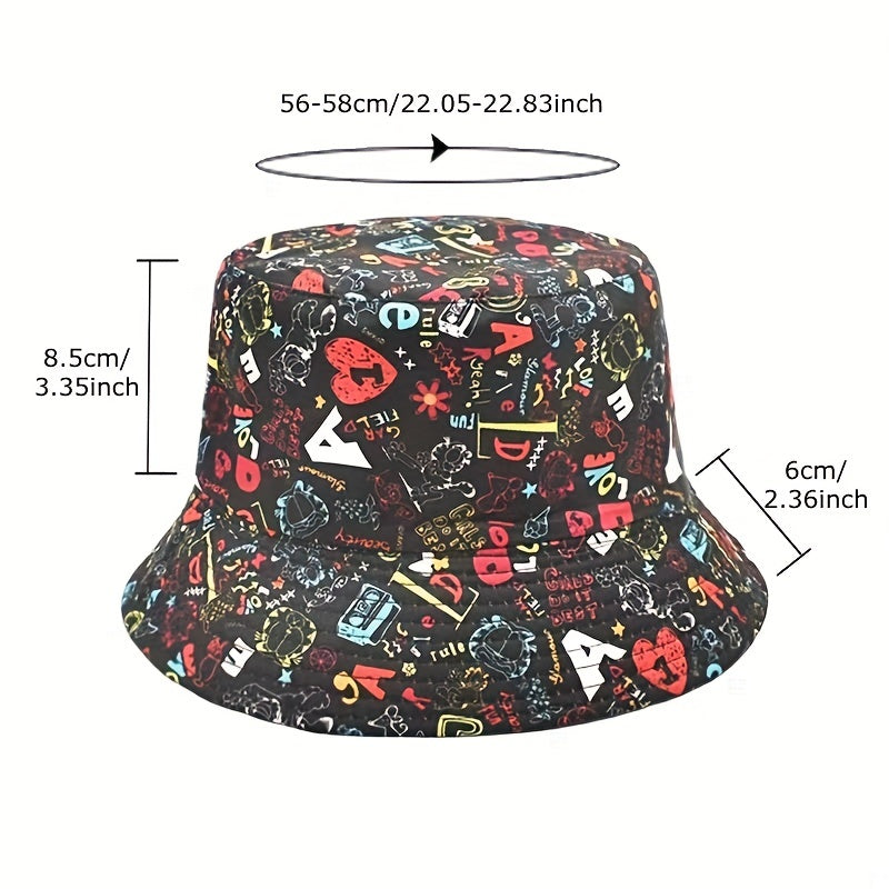 Graffiti Double sided Bucket Hat Sunscreen Basin Hat