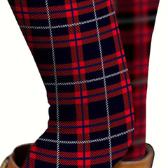 Plaid Print High Rise Stretch Leggings