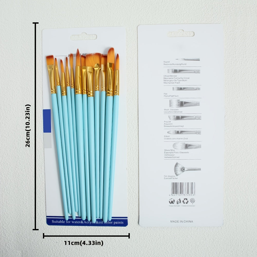 12pcs Painting Brush Nylon Brush Acrylic Paint Professional Painting Brush