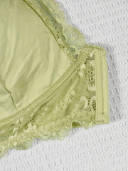 Plus Size Satin Lace Wireless Bralette