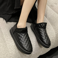 Women's Low Top Snow Boots Waterproof Shoes Slip On Round Toe