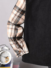 Boy's Plaid Fleece Jacket Casual Lapel Button Up Coat