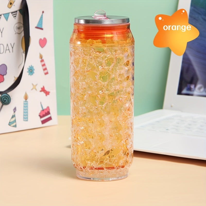 Cola Crushed Ice Cup Easy Pull Can Double Layer Straw Cup