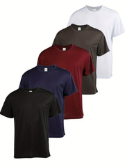 5pcs Men's Quick Drying Moisture Wicking T Shirt for Outdoor Gym Running Fitness