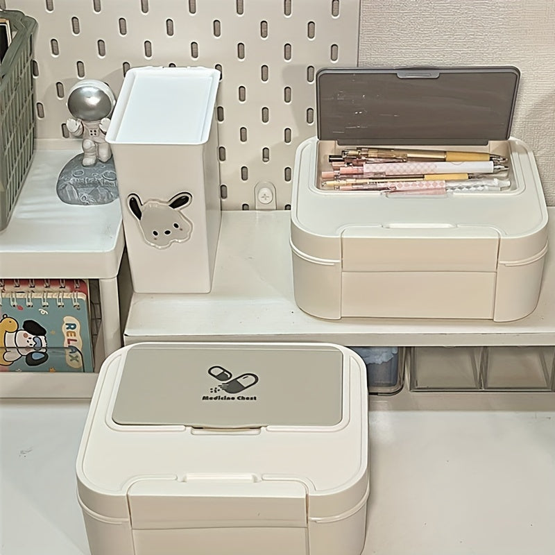 Covered Desk Storage Box Memo Stationery Holder
