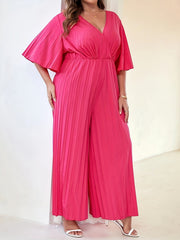 Casual Jumpsuit Women's Solid Half Sleeve Wide Leg