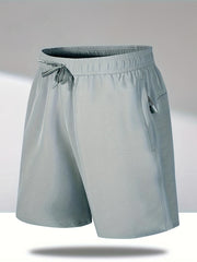 Men's Solid Shorts Pockets Elastic Waist Drawstring Summer Beach Lounge