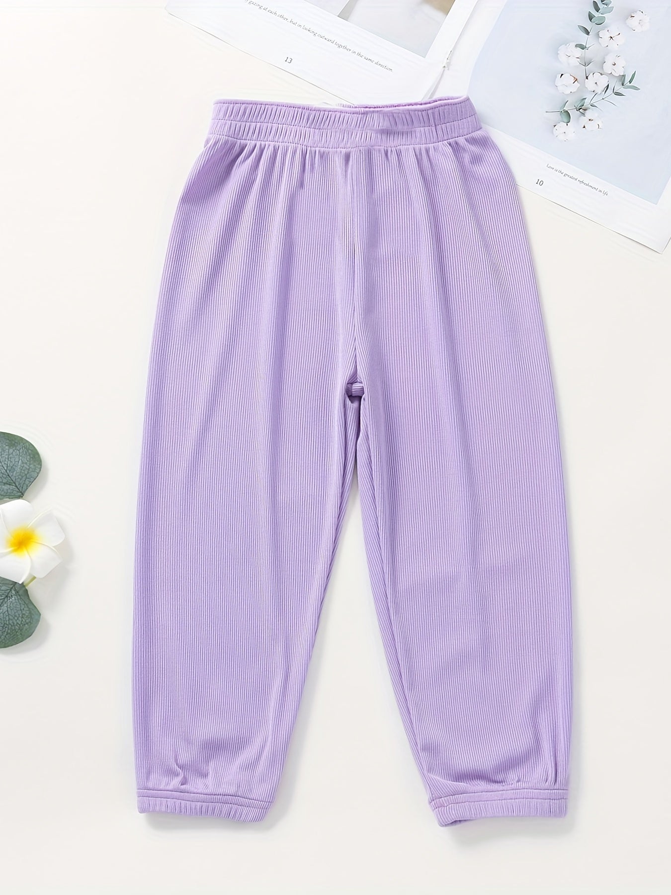 Girls Casual Sweatpants Elastic Waist Bow Loose Breathable Sport Jogger Pants