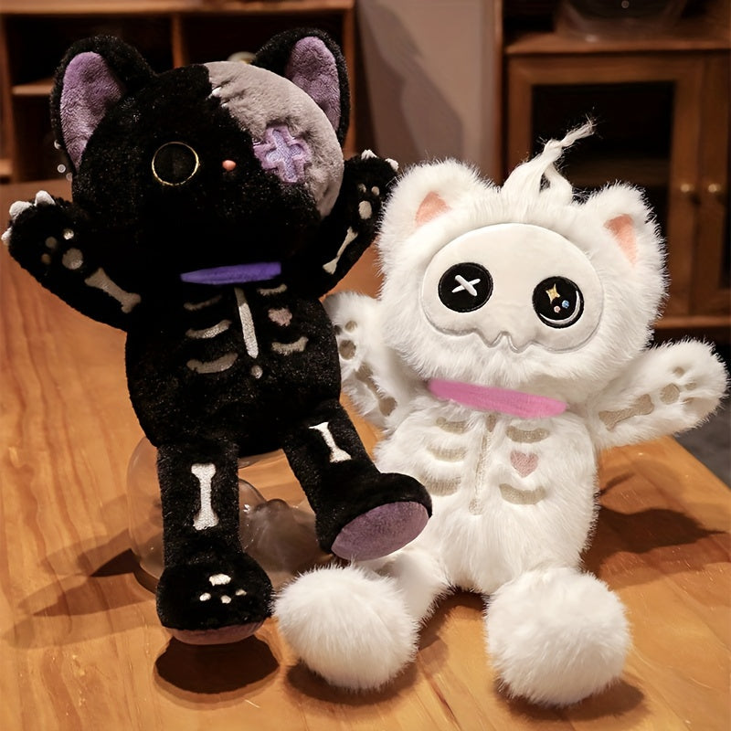 15" Skeleton Cat Plush Toys 2 Colors Halloween Stuffed Animals
