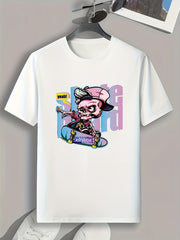 Skateboarding Skeleton Print Men's Graphic Tee for Summer