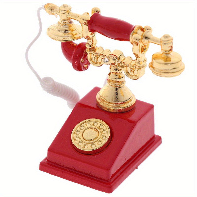 1:12 Dollhouse Phone Model Retro Rotary Telephone for Doll Decor