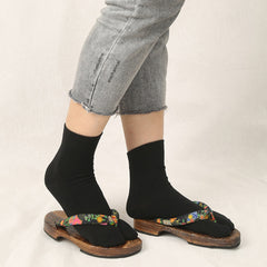 Solid Flip Flop Socks Toe Separated Two Finger Socks Women's Stockings