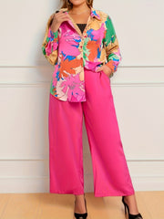 Floral Print Shirt & Wide Leg Pants Set