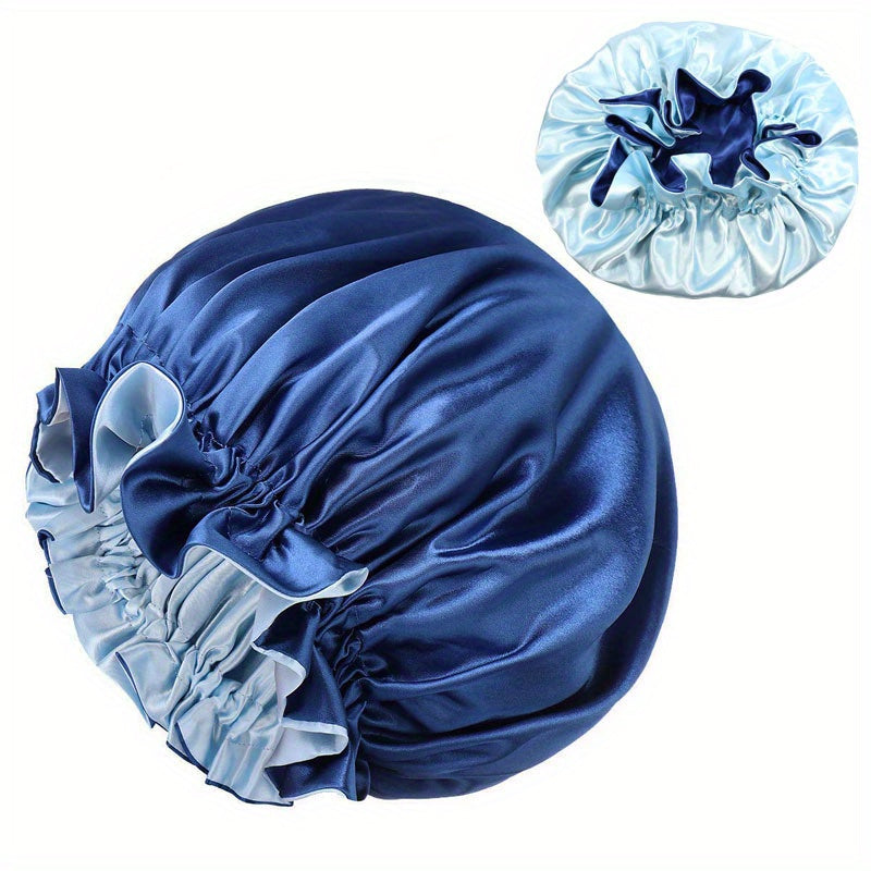 Solid Silk Satin Bonnet Elastic Night Cap for Women