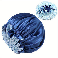 Solid Silk Satin Bonnet Elastic Night Cap for Women