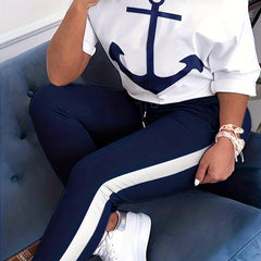 Anchor Print Top & Leggings Set