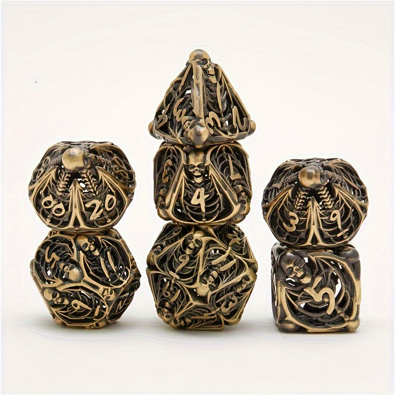 7pcs Hollow Metal Skull Dice Set for RPG Board Games