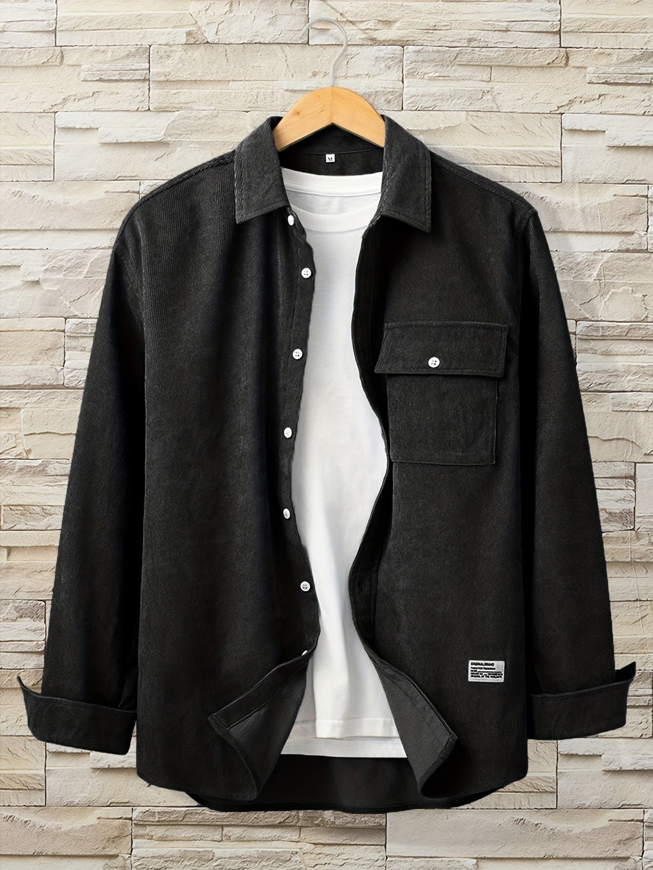 Men's Casual Long Sleeve Button Up Shirt With Pocket