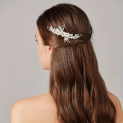 Faux Pearl Crystal Hair Comb Bridal Jewelry Insert Comb
