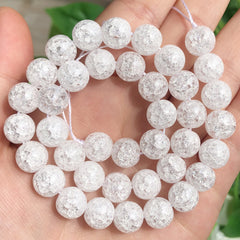 Cracked Crystal Beads Round Spacer Beads Jewelry Making DIY 15'' 4-10mm