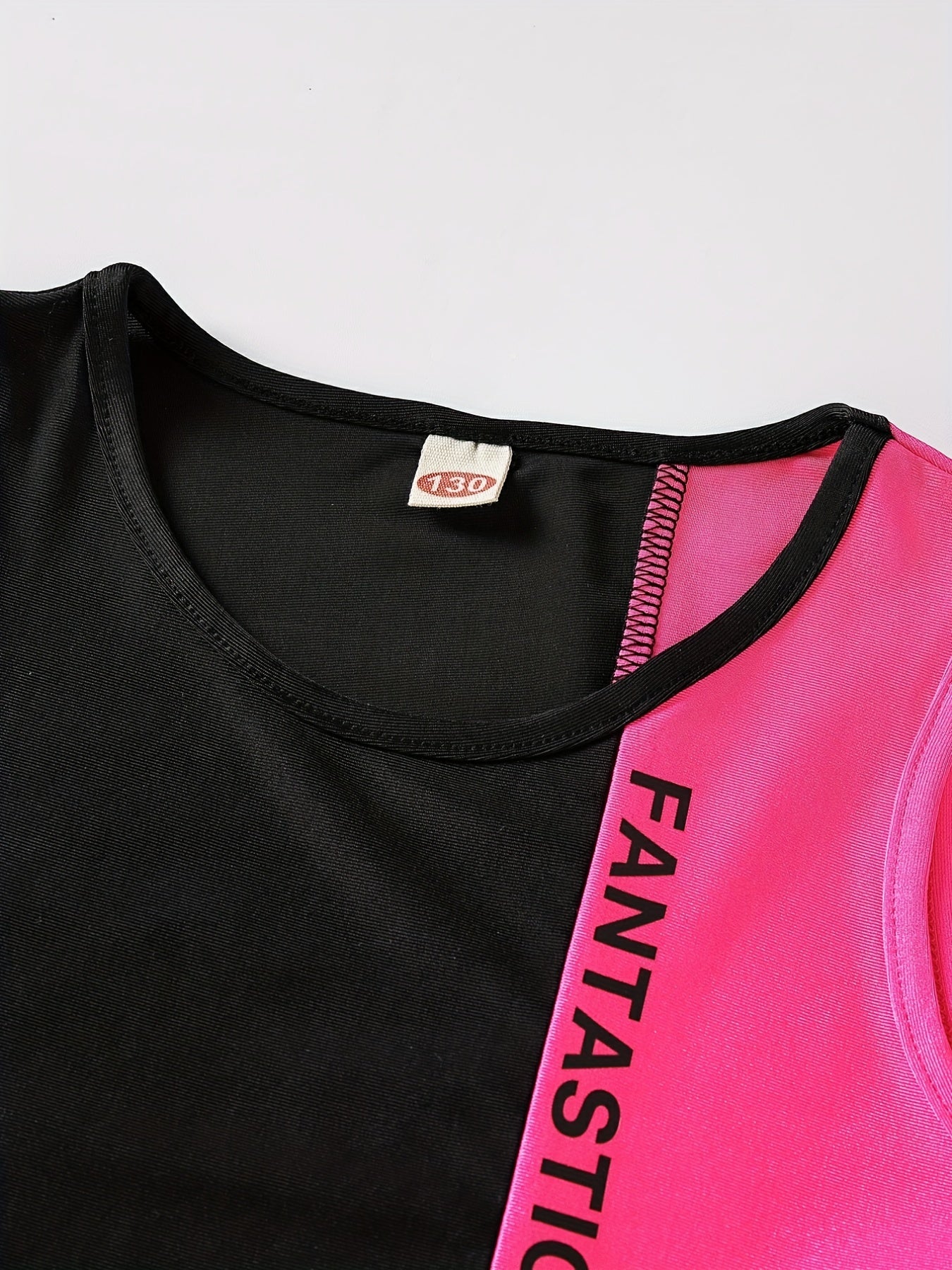 Girls Activewear Letter Block Stitching Sports Tank Top & Sweat Pants Set